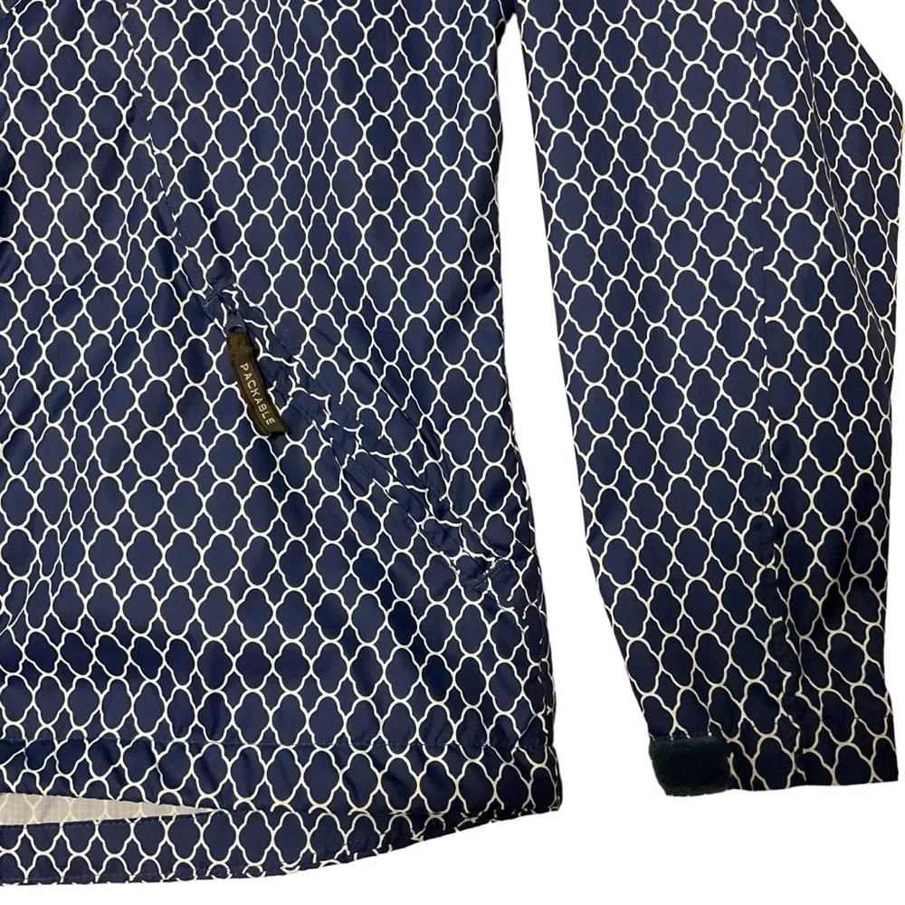 REEL LEGENDS sz Medium Rain Jacket Performance Clothing Packable Blue White